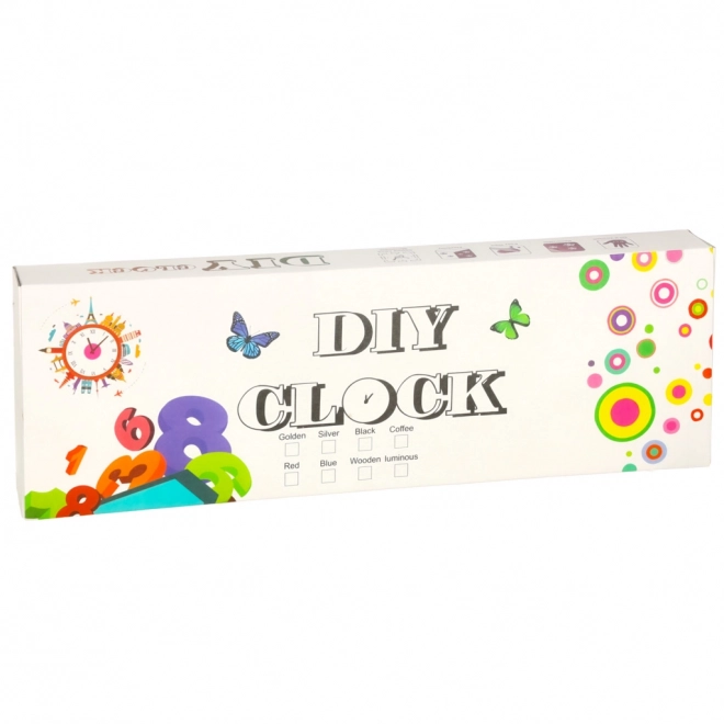 Vægur DIY sort, guld og gul
