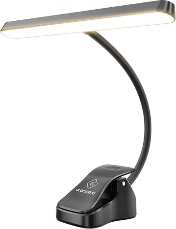 Trådløs nodepultlampe GLOCUSENT med USB‑C og 4000 mAh batteri, sort