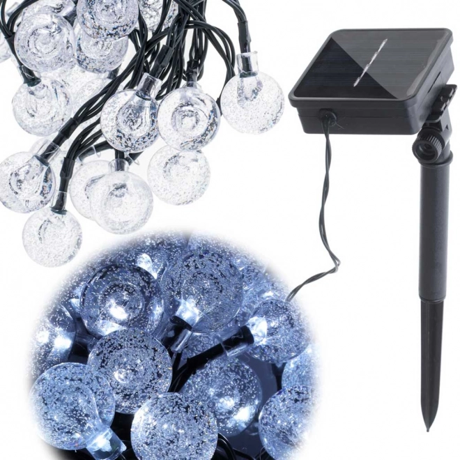 Solcelle haver belysning kugle 7m 50 LED kold hvid