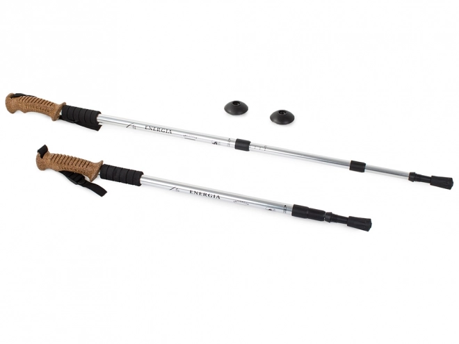 Vandrestave Nordic Walking korkstave - 1 styk – Sølvfarvet