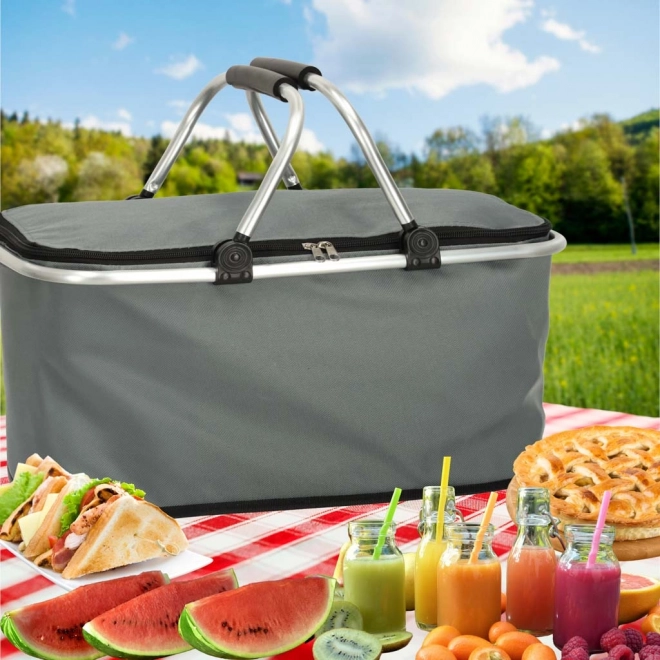 Foldbar termisk picnickurv grå