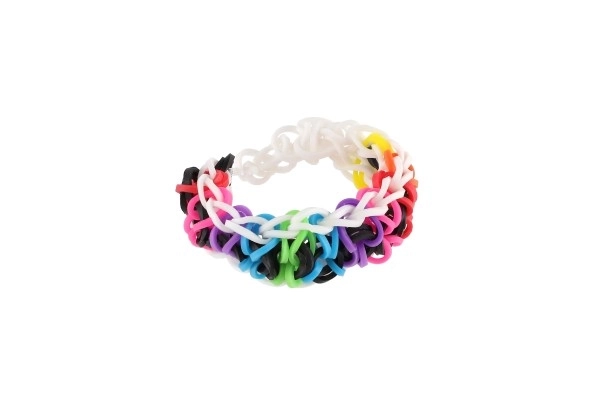Lav dit eget armbånd 700+ stk elastikker, perler + værktøj + væv til armbånd i kasse 30x24cm
