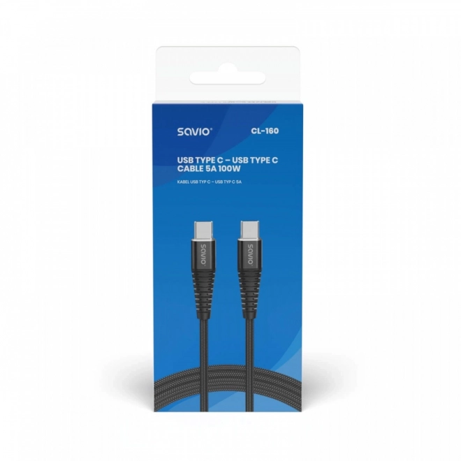 USB-C-kabel Savio 5A 2m