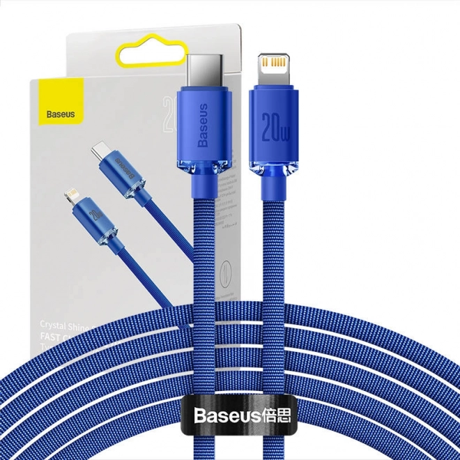 Baseus Crystal Shine kabel USB-C til Lightning 20W PD 2m blå