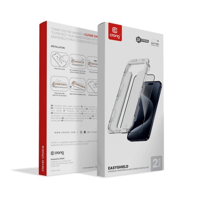 EasyShield 2-pak hærdet glas til iPhone 16 / iPhone 15
