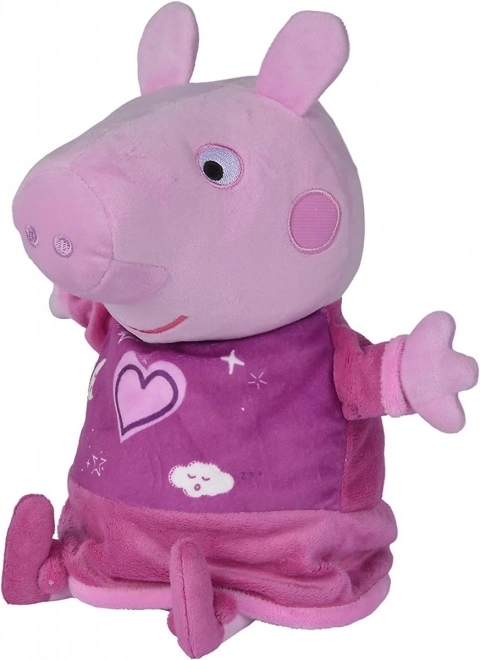 Peppa Pig 2-i-1 plys godnatursklud, med musik + lys, lyserød, 25 cm