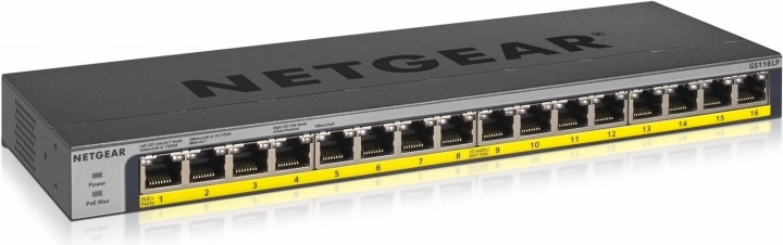 netgear gs116lp 16-port gigabit poe+ uswitch uden styring