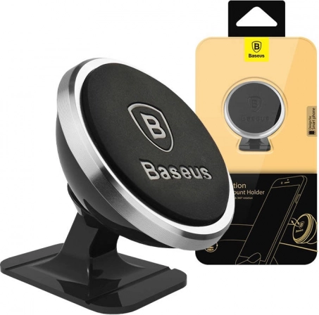 Baseus magnetisk telefonholder til bil, 360° drejelig, sølv