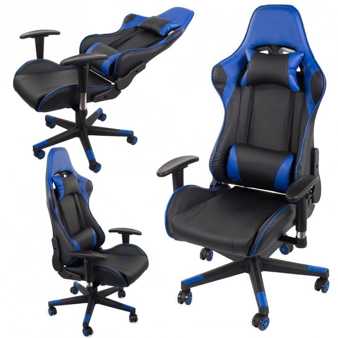 Ergonomisk gamingstol med justerbare 2D armlæn blå