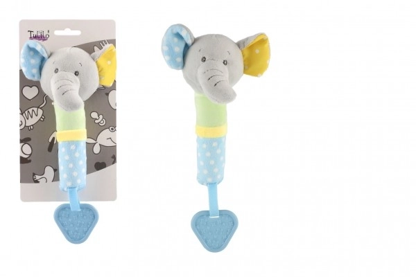 Rangle/bideleget elefant plysbamse 23cm på kort i pose 0+