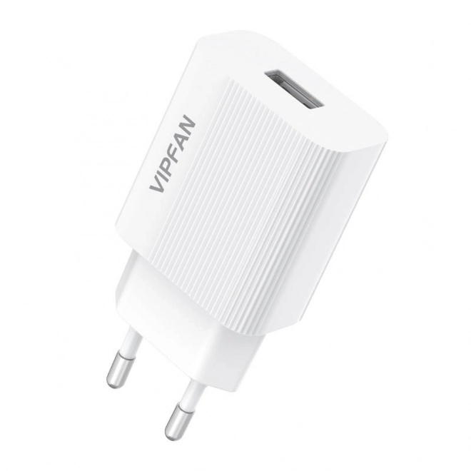 Vægoplader VFAN E01, 1x USB, 2,4 A (hvid)