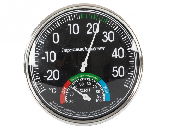 Analogt indeklima hygrometer og termometer sort