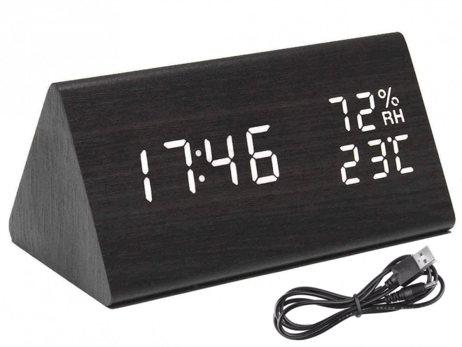 Multifunktionelt elektronisk vækkeur med termometer og hygrometer