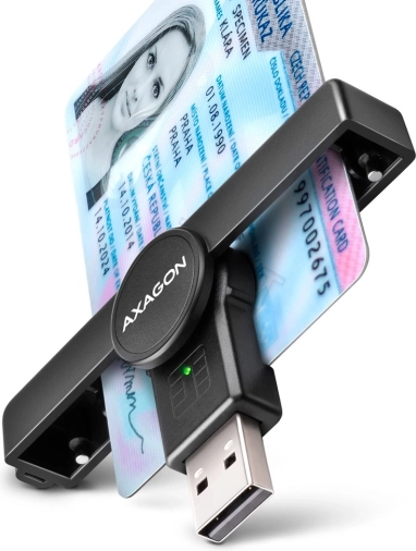 Sammenklappelig lomme-smartcard- og ID-kortlæser USB‑A AXAGON PocketReader