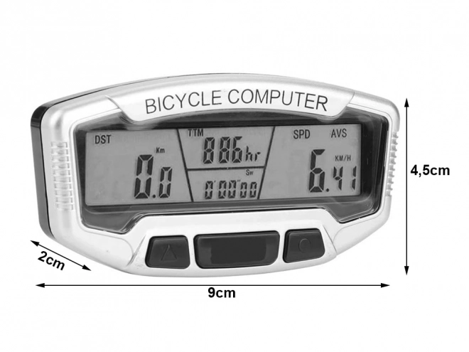 Vandtæt cykelcomputer med LCD-skærm og 28 funktioner