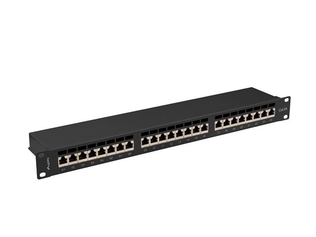 Patchpanel 24 porte 1U Cat 6A sort