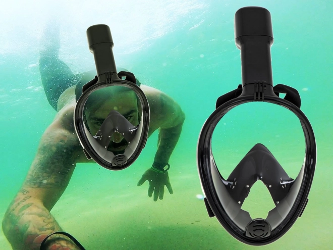 Foldbar fuldansigtsmaske med snorkel L/XL sort