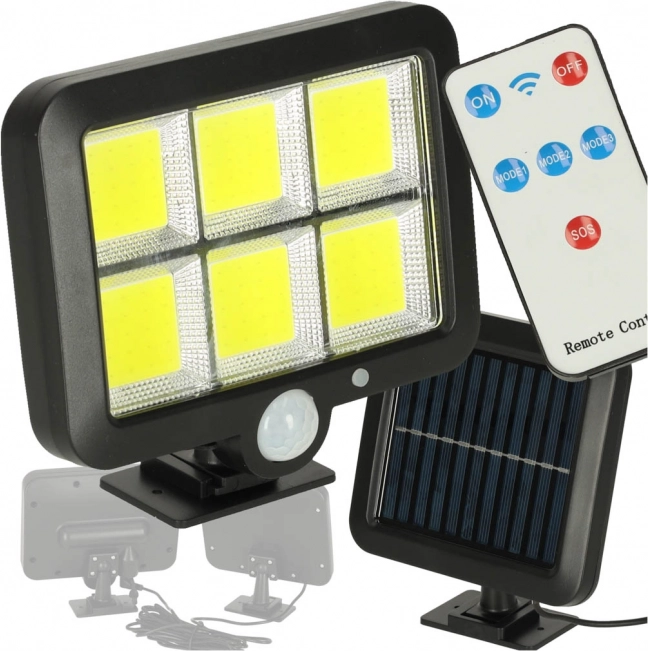 Solcellelampe med bevægelses- og skumringssensor, 120 LED