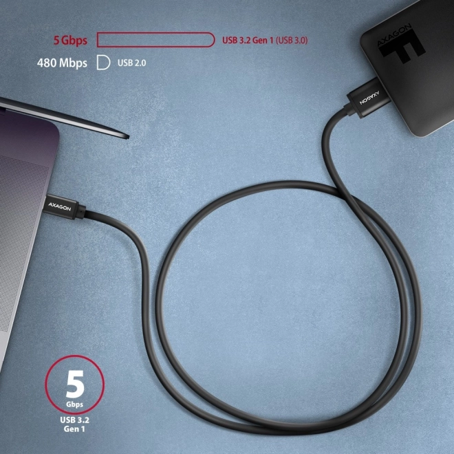 Kabel Micro-B USB til USB-C 3.2 Gen 1 1m 3A ALU PVC