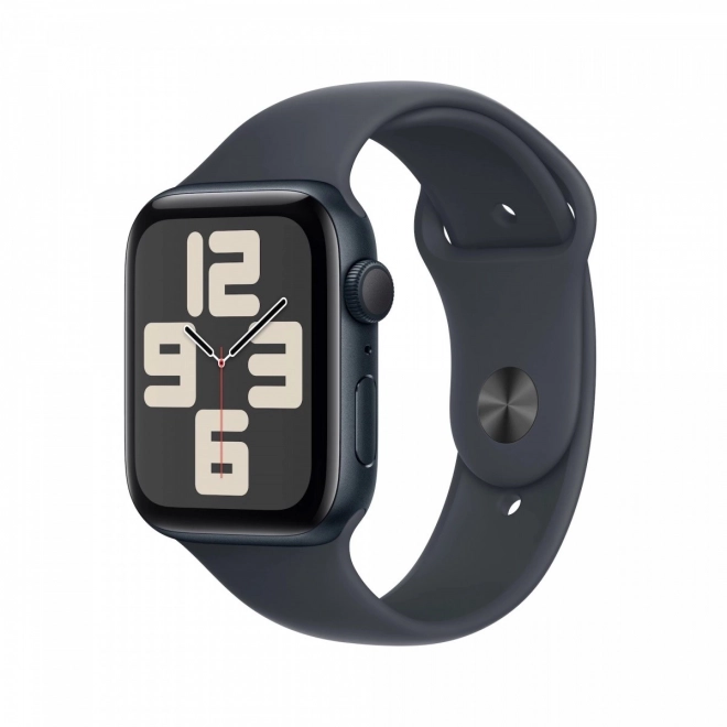 Apple Watch SE GPS, aluminiumkasse 40 mm i midnatsfarve med sportsrem i midnatsfarve - størrelse S/M