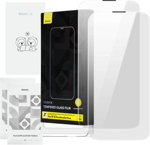 Hærdet glas BASEUS Corning med støvfilter til iPhone 13 Pro Max / 14 Plus