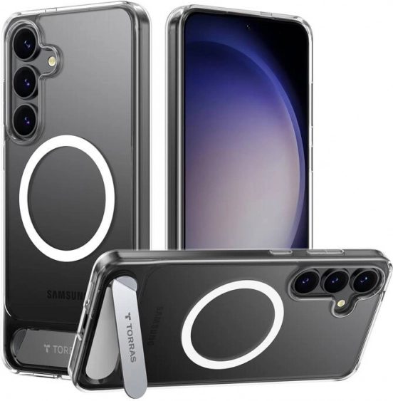 Magnetisk gennemsigtigt etui med stander Torras Pstand til Samsung S25