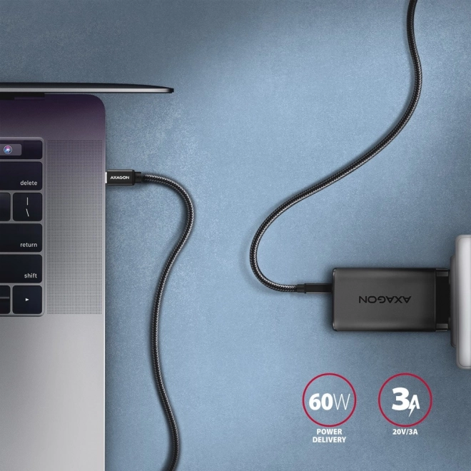 USB-C til USB-C kabel 3m, Power Delivery 60W, fleksibel flet