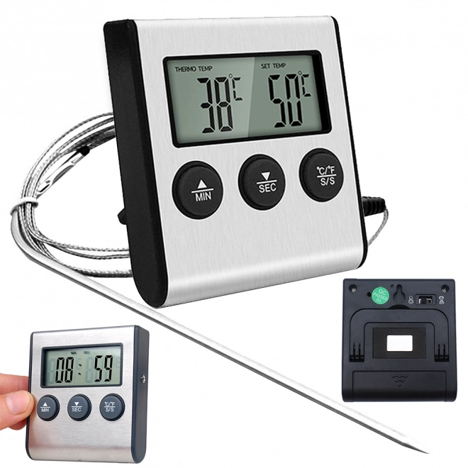 Digitalt termometer med termosonde til kød