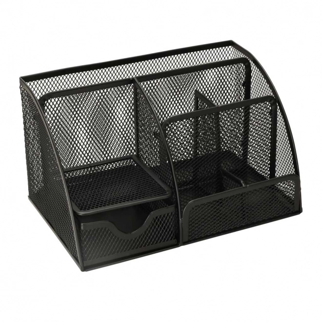 Skrivebordsorganizer i metal med 7 rum – sort