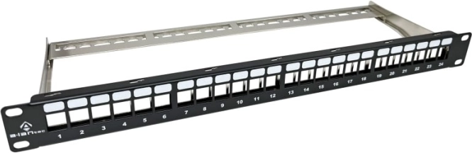 Modulært patchpanel 1U tomt 24 porte til keystone