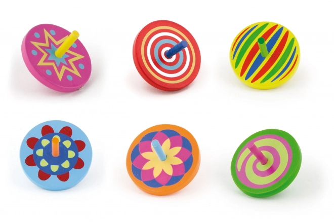 Farverigt træspinning top VIGA