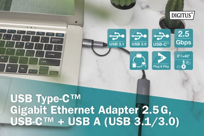 Digitus USB-C til USB-A adapter til RJ45 2,5 Gigabit Ethernet