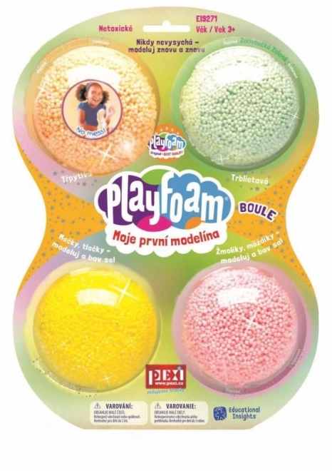 PlayFoam® Modellervoks/Ler kugleformet 4 farver på kort 19,5x27x3cm