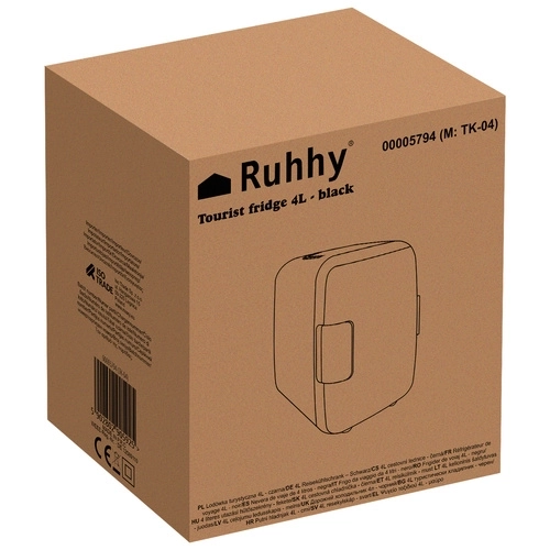 Ruhhy Bærbar sort mini-køleskab 4L 12V/220V