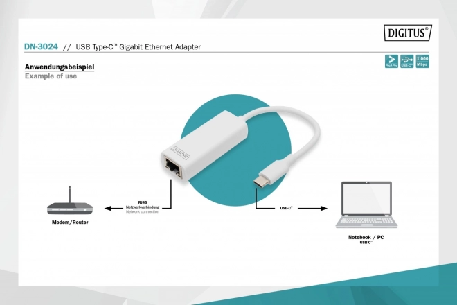 adapter USB-C til Ethernet Gigabit