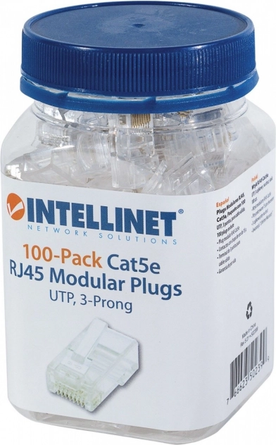 RJ45 UTP-stik til massiv leder 8p8c kategori 5e, pakke med 100 stk