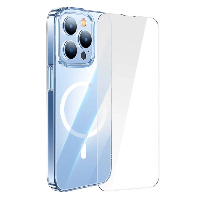 Baseus Krystalklart gennemsigtigt magnetisk etui og hærdet glas til iPhone 14 Pro Max