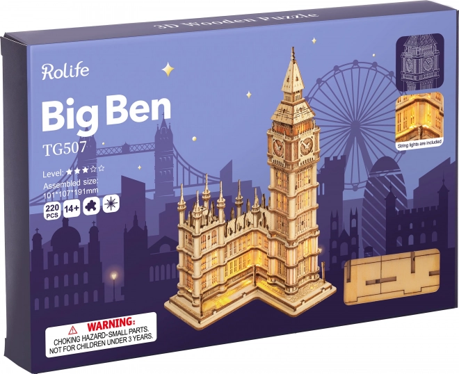 RoboTime træ 3D puslespil klokketårn Big Ben lysende