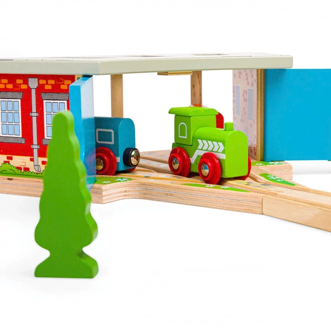 Bigjigs Rail Tredobbelt depot med porte