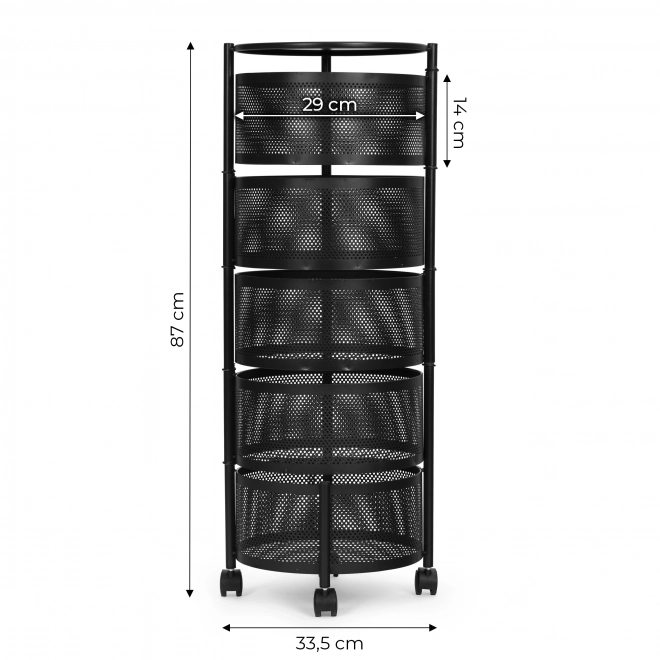 Køkkenhyldeorganisator med roterende hylder, 5 niveauer, metal, ModernHome