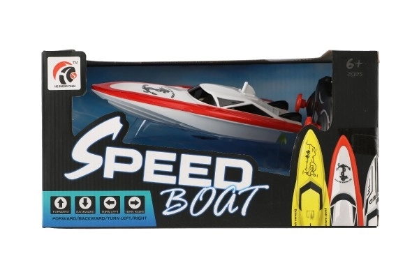 Motorbåd/skib til vand RC plast 19 cm på batterier + opladningspakke + USB 2,4 GHz i kasse 26x13x15cm