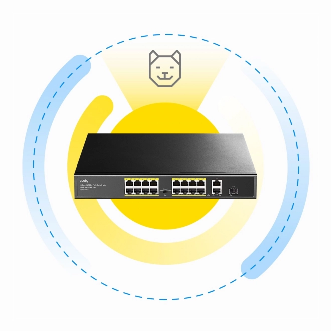 16-port PoE+ switch med 1 SFP