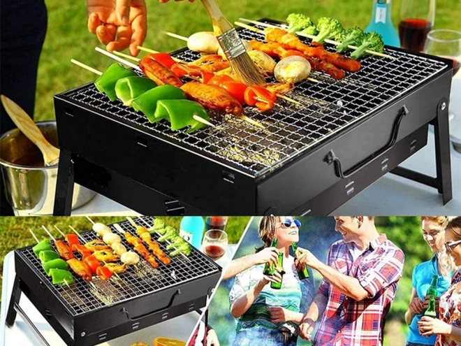 Bærbar sammenklappelig kulgrill til camping og BBQ