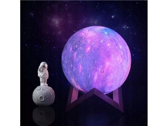 Nattlampe GALAXY 3D med farvet RGB baggrundsbelysning + fjernbetjening