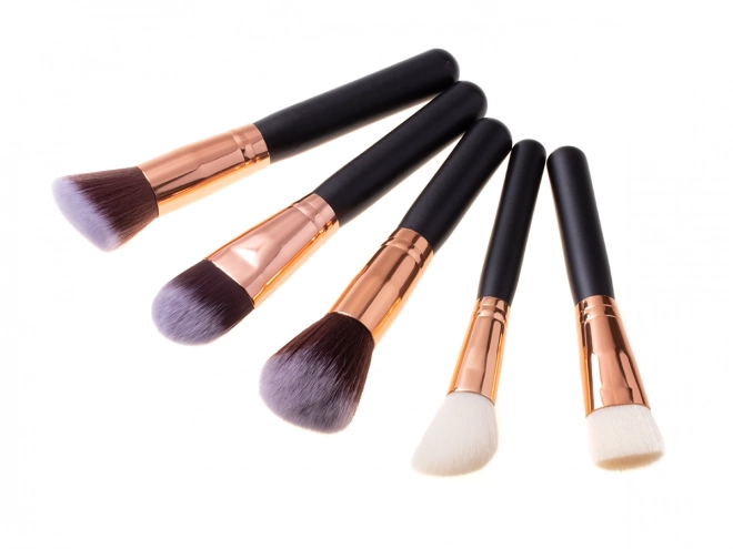 Sæt af makeupbørster 15 stk + etui - brun