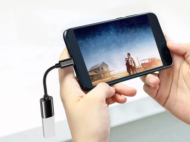 USB-C til USB-A 3.0 OTG adapter med flettet kabel