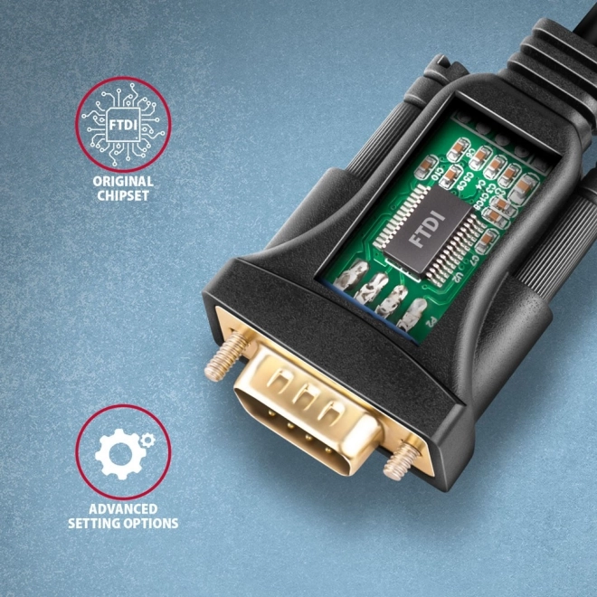Adapter USB 2.0 til RS-232 med seriel port, 1,5m kabel, FTDI chip