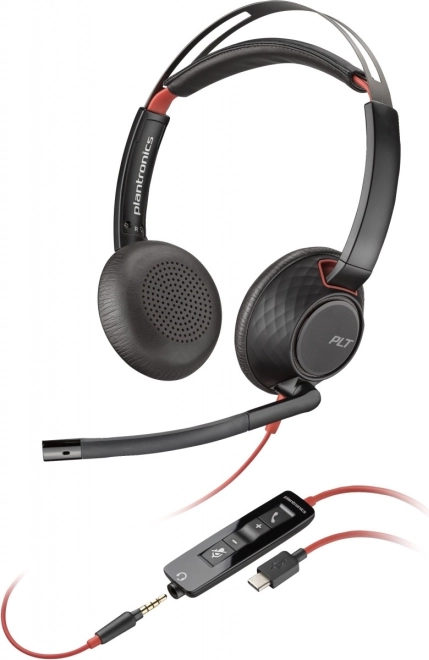 Headset Poly Blackwire 5220 USB-C med 3,5 mm jack og USB-C/A-adapter