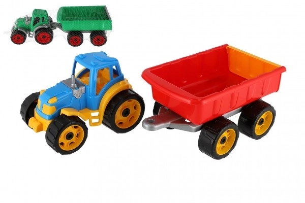 Traktor med anhænger plast 53 cm i fri rullende net