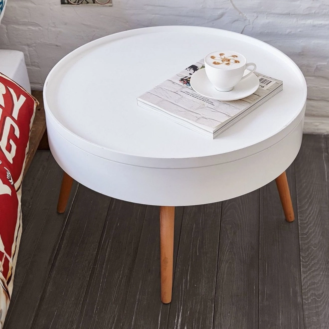 Rundt sofabord med opbevaringsplads 60 cm